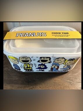 Peanuts Snoopy Charlie Brown Ceramic Stoneware Lunch Box 32oz 7.5x5.5x2.75 NEW